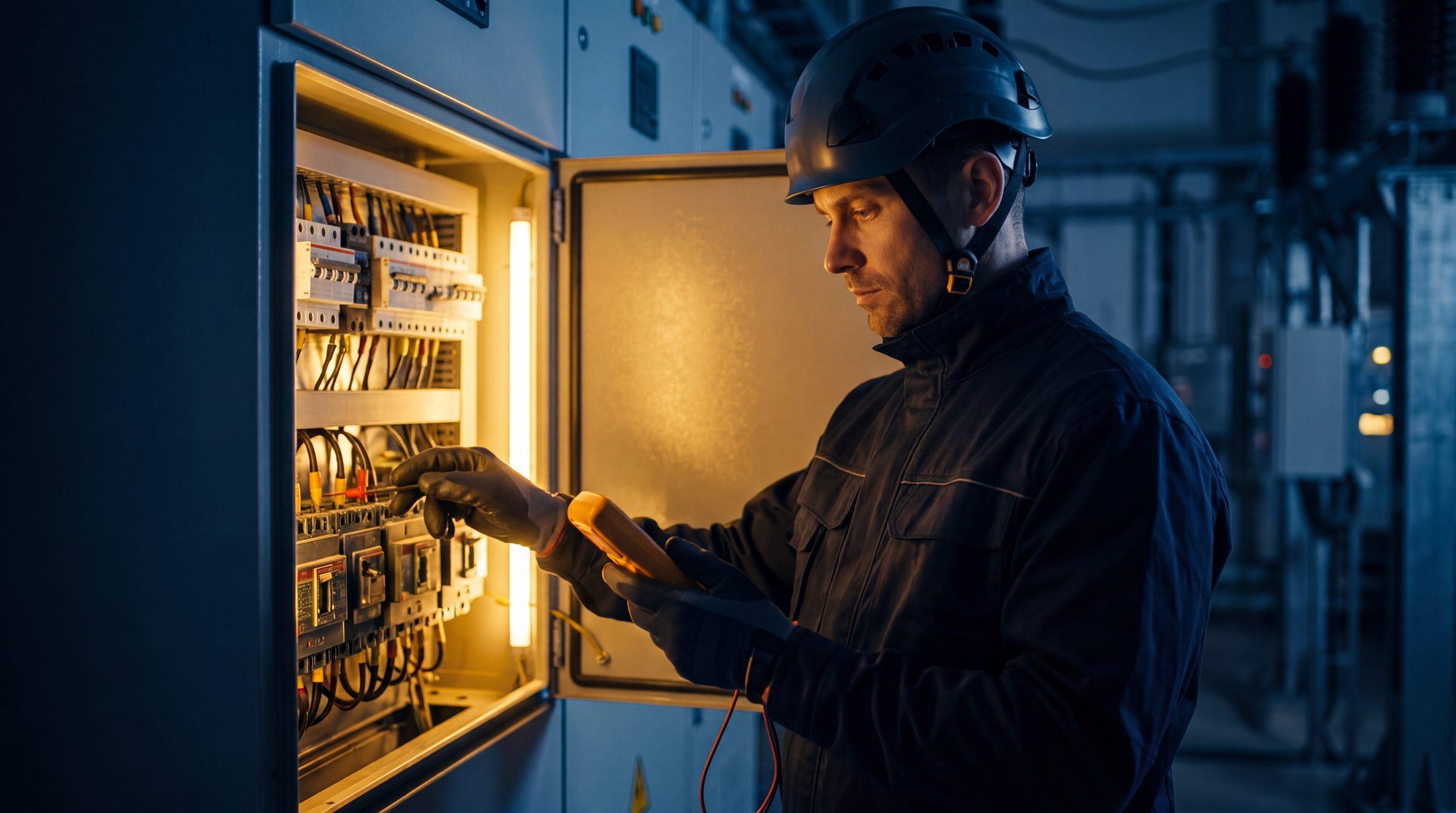 Técnico da Kirchhoff em manutenção de quadro elétrico